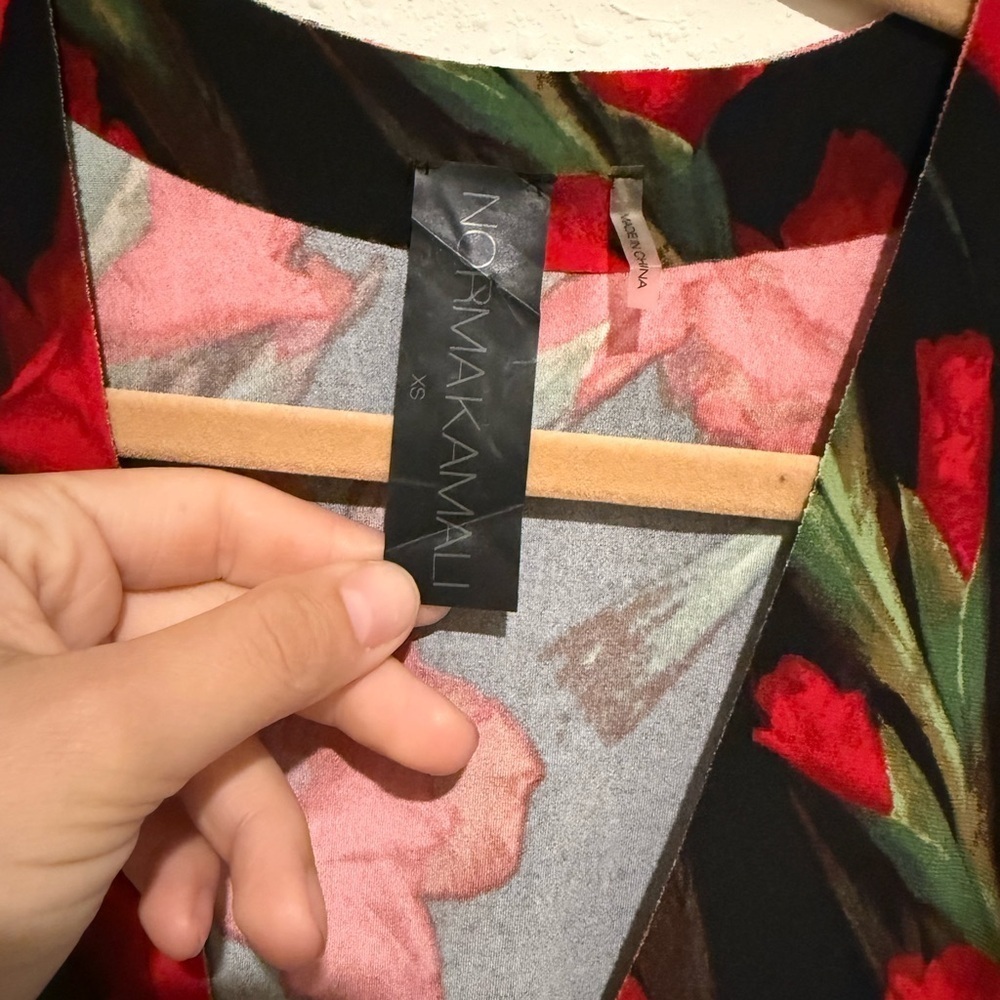 Norma Kamali V Neck Rectangle Dress in Blooming Roses - Picture 5 of 5